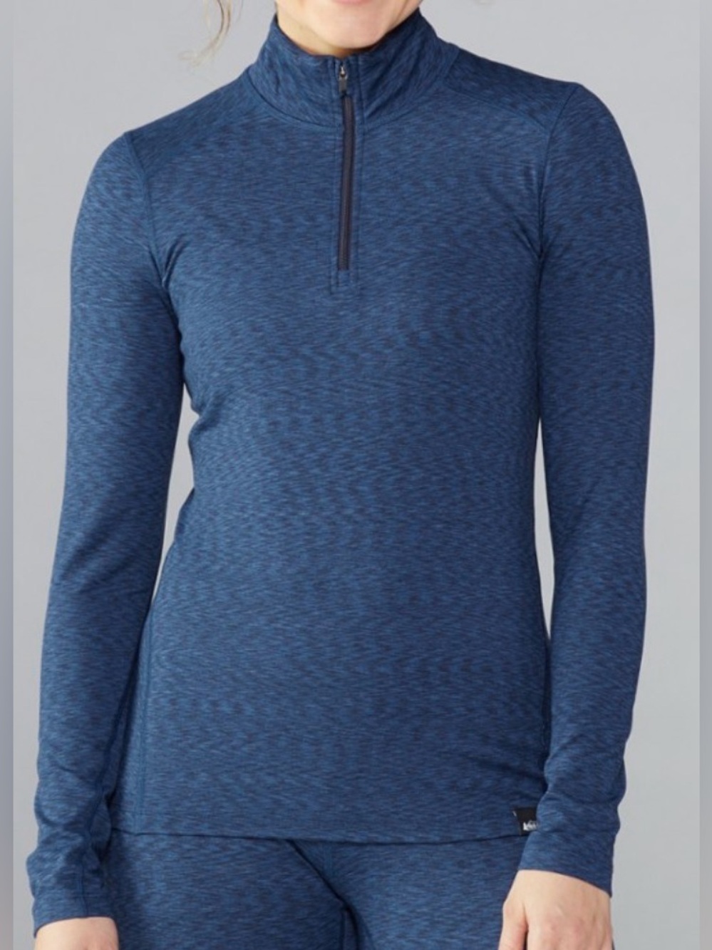 REI Co-Op Midweight Base Layer Half-Zip Long Sleeve Top Blue Size Medium